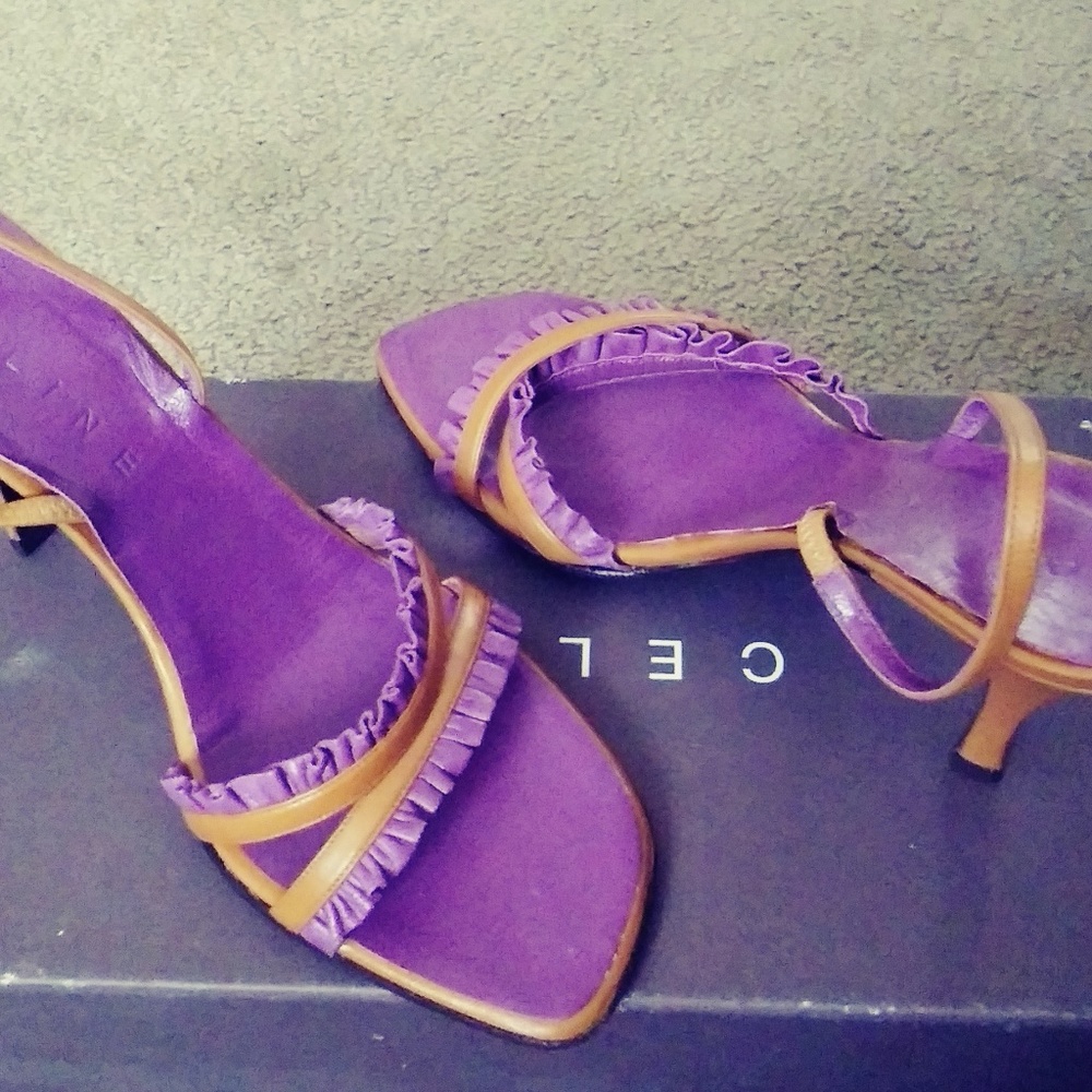 Celine Leather Slingback Heeled Sandals